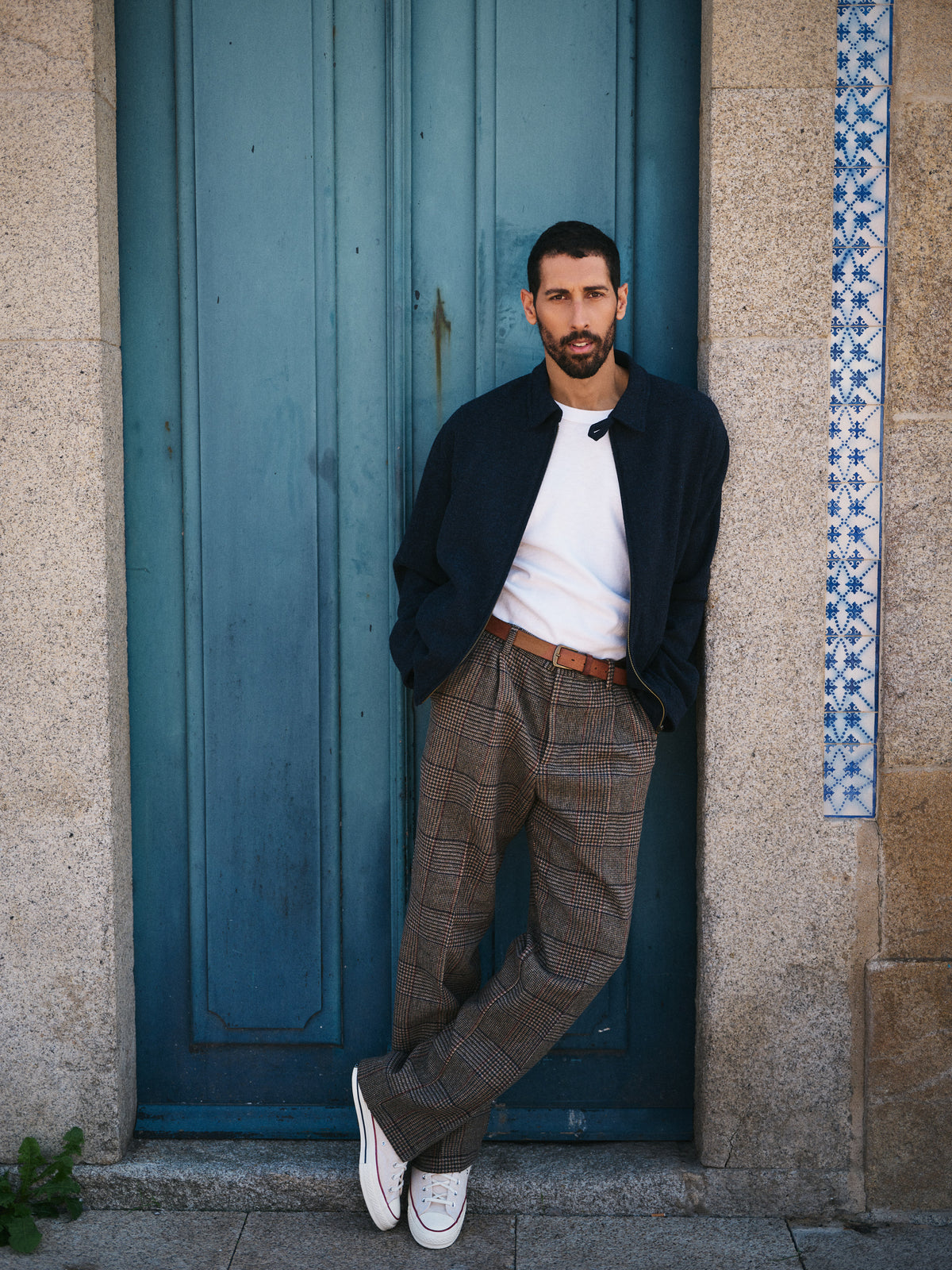 Single Pleat Trousers Prince Of Wales - Norton