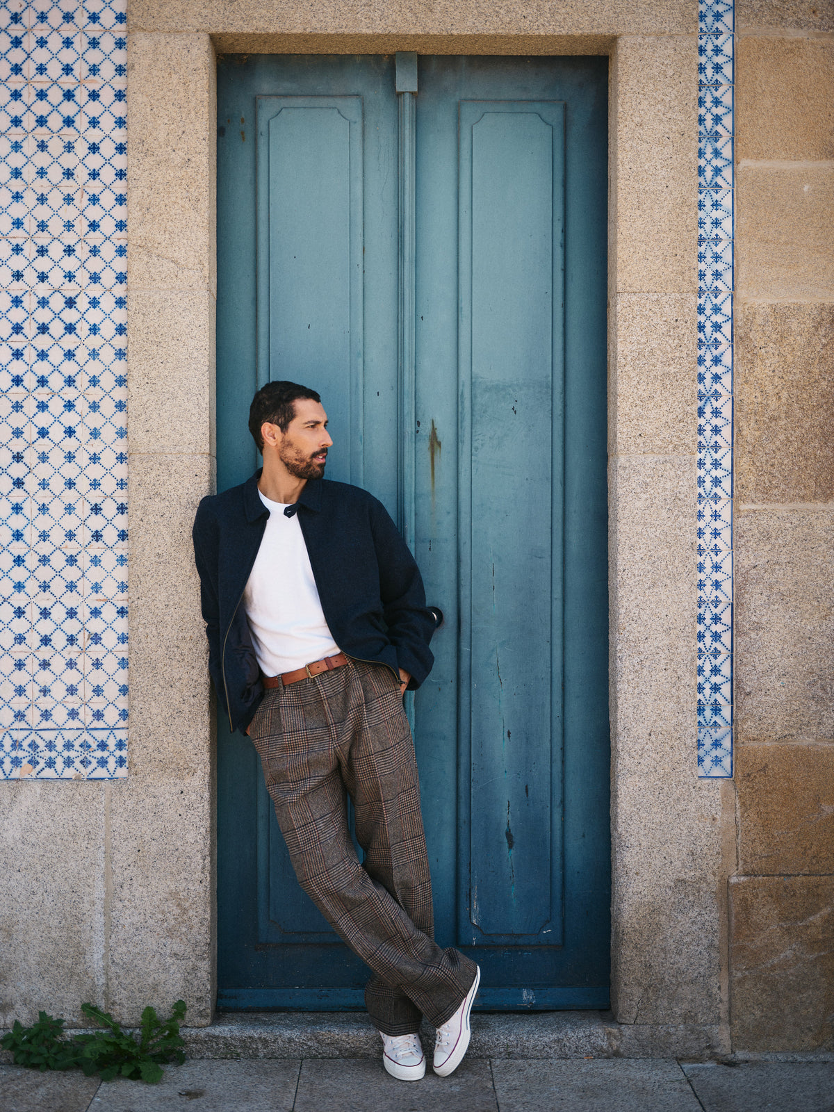 Single Pleat Trousers Prince Of Wales - Norton