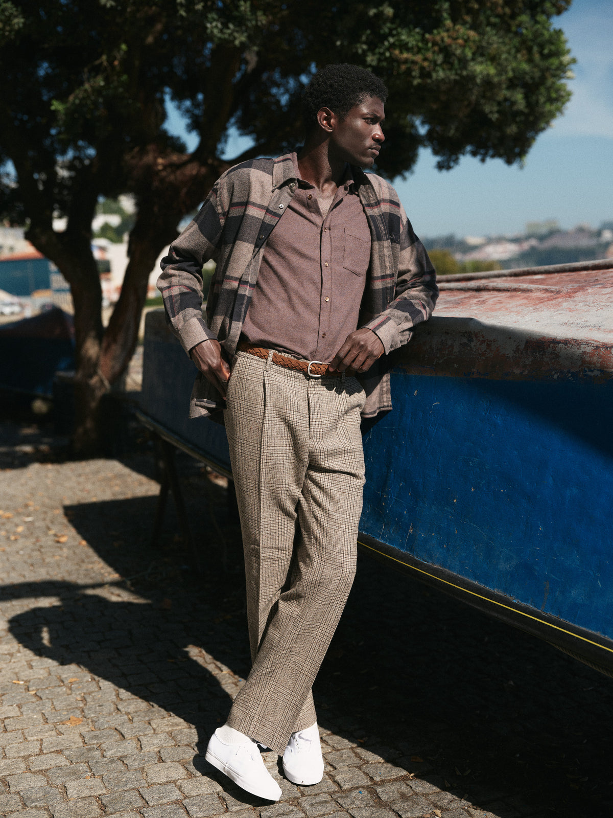 Single Pleat Trousers Prince Of Wales - Alton