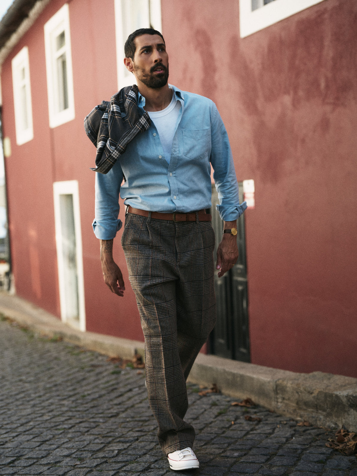 Single Pleat Trousers Prince Of Wales - Norton