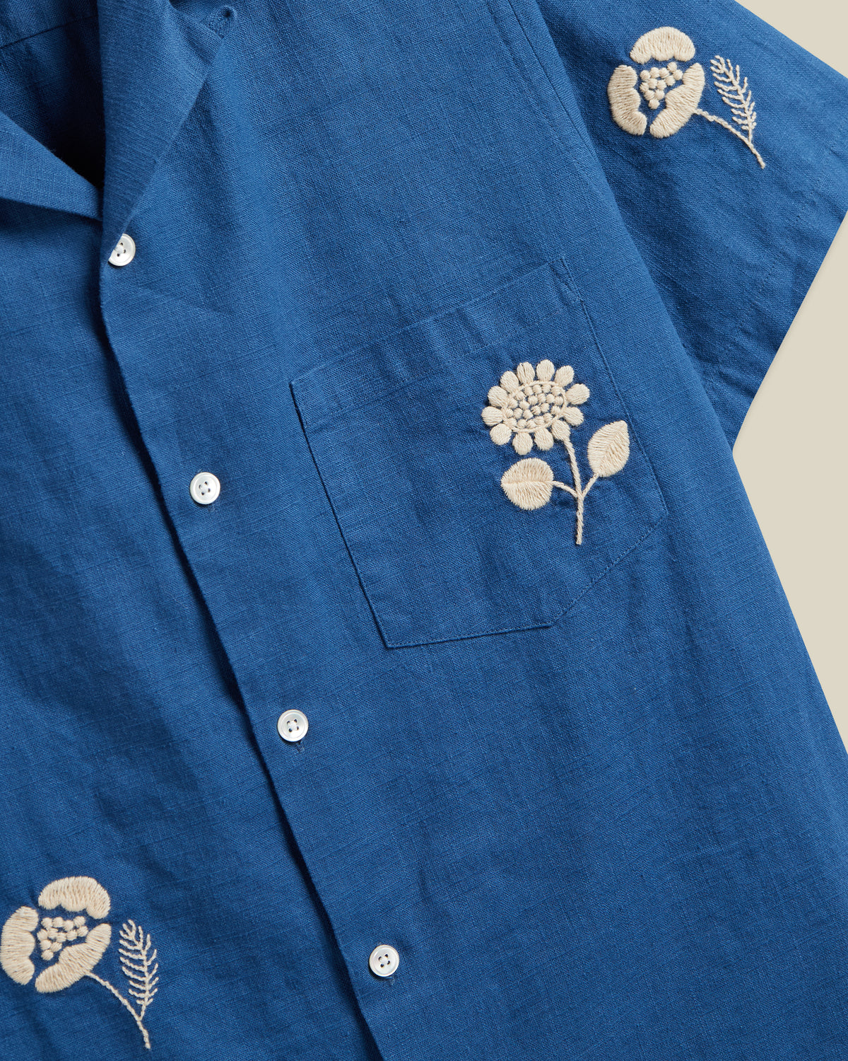 EMBROIDERY NATURE RAMIE - BLUE