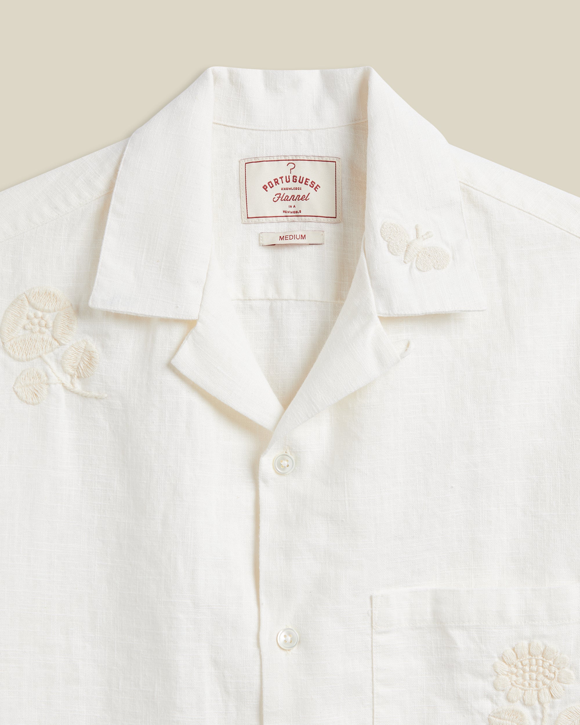 美品 タグ付 Embroidery Patchwork Shirts エクリュ EMBROIDERY NATURE RAMIE - ECRU