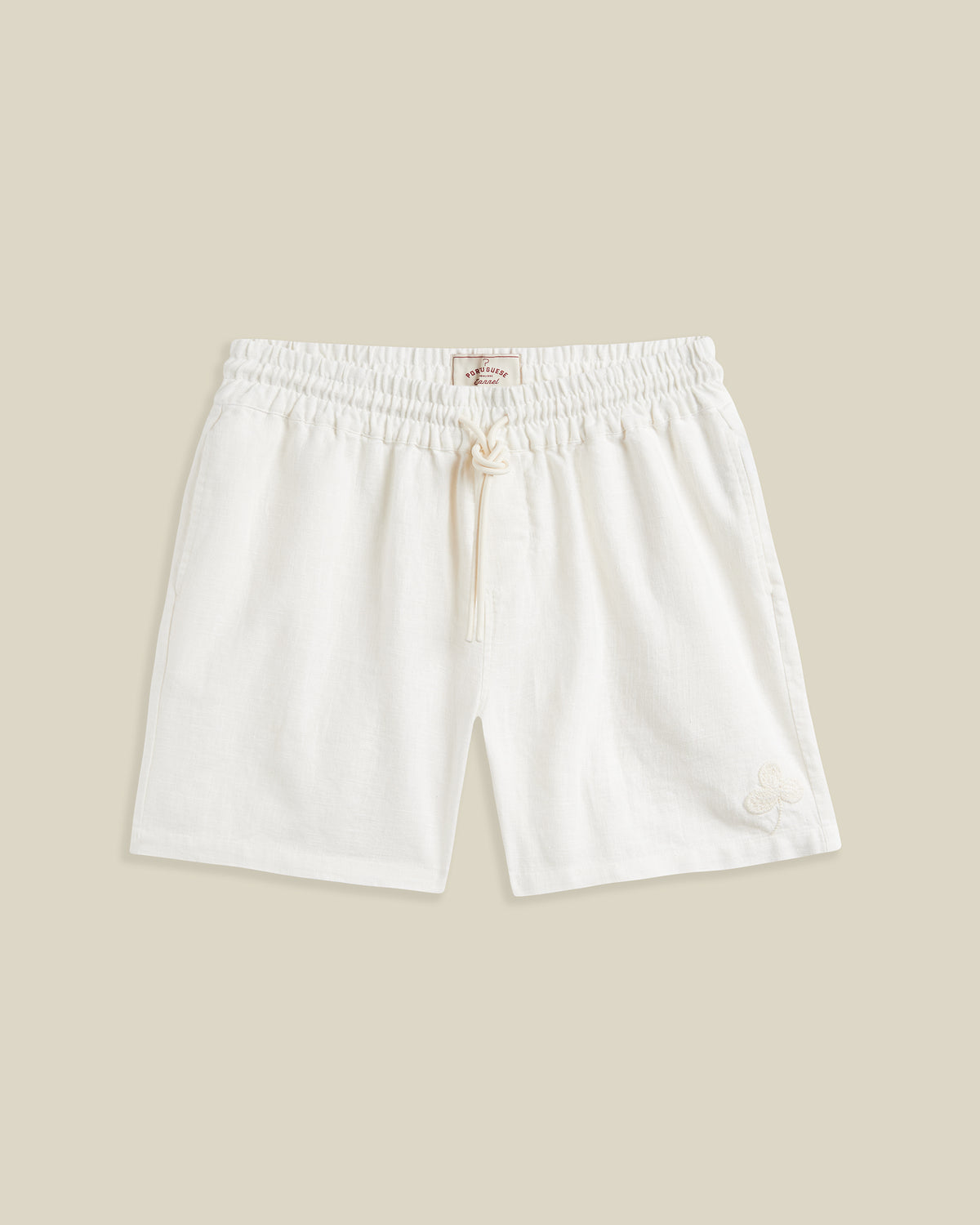 EMBROIDERY NATURE RAMIE SHORTS - ECRU