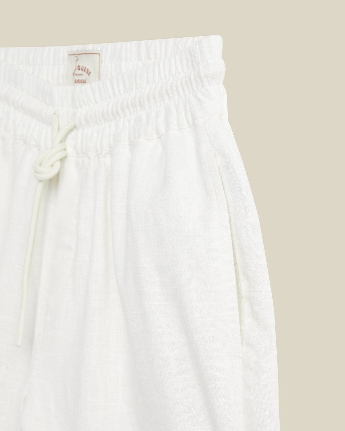 EMBROIDERY NATURE RAMIE SHORTS - ECRU