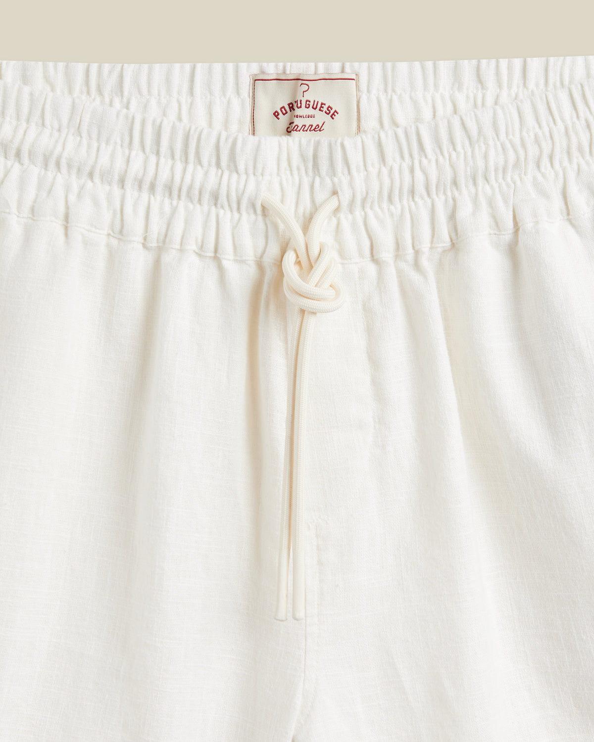 EMBROIDERY NATURE RAMIE SHORTS - ECRU