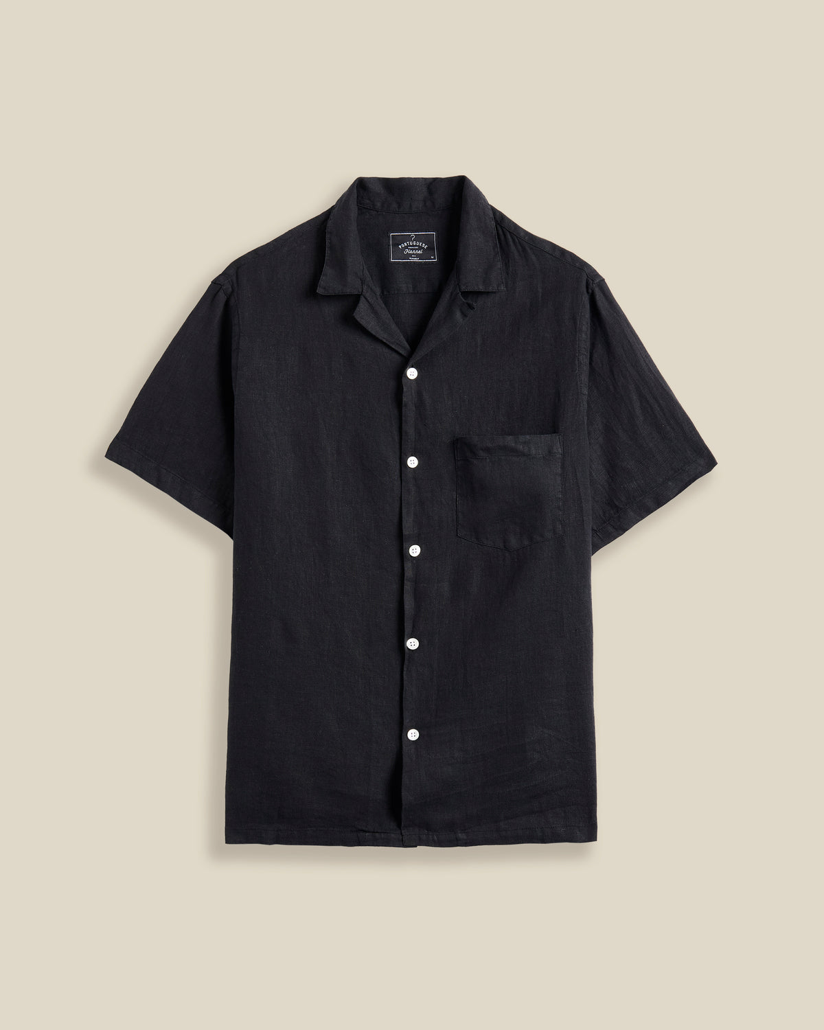 LINEN CAMP COLLAR - BLACK