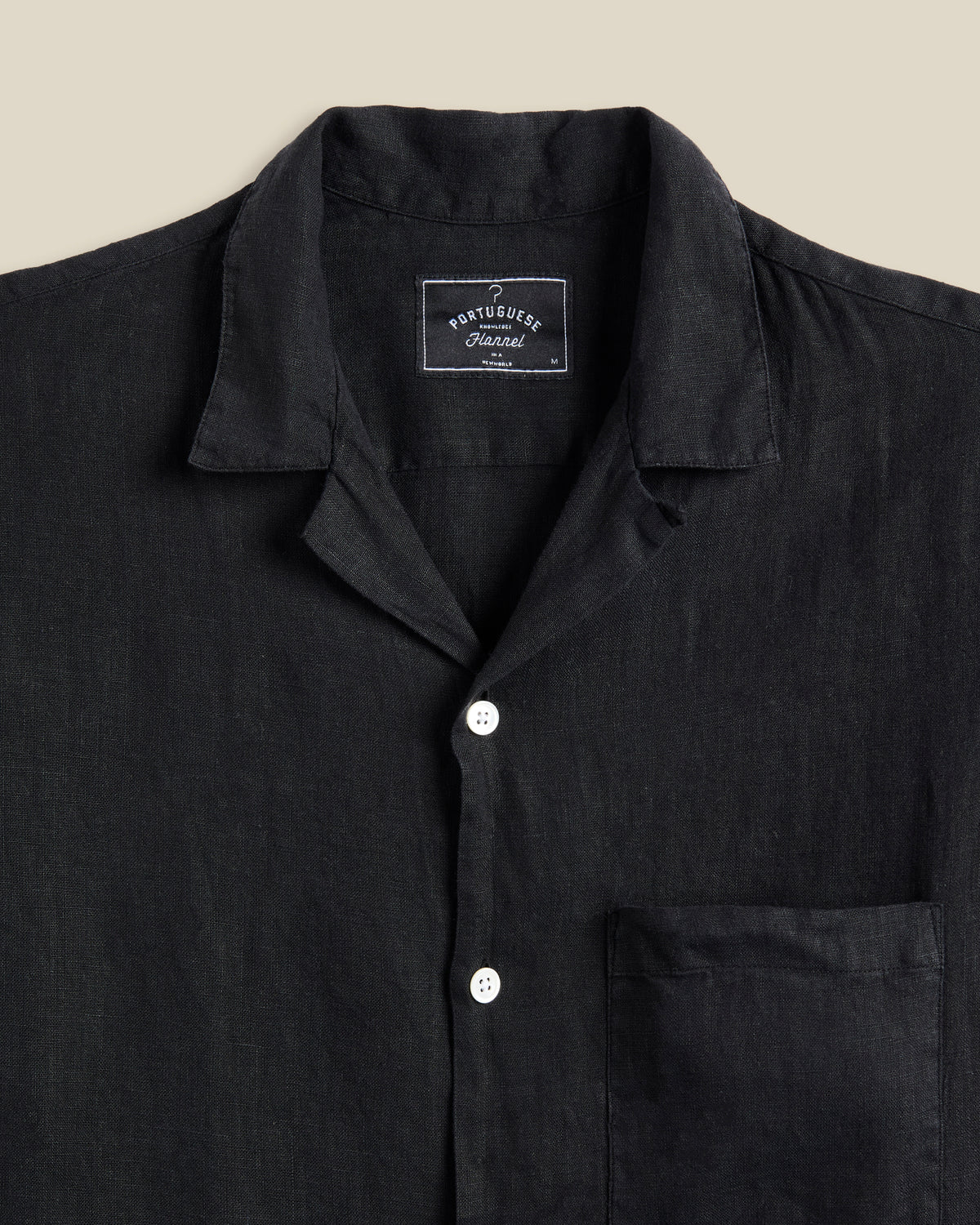 LINEN CAMP COLLAR - BLACK