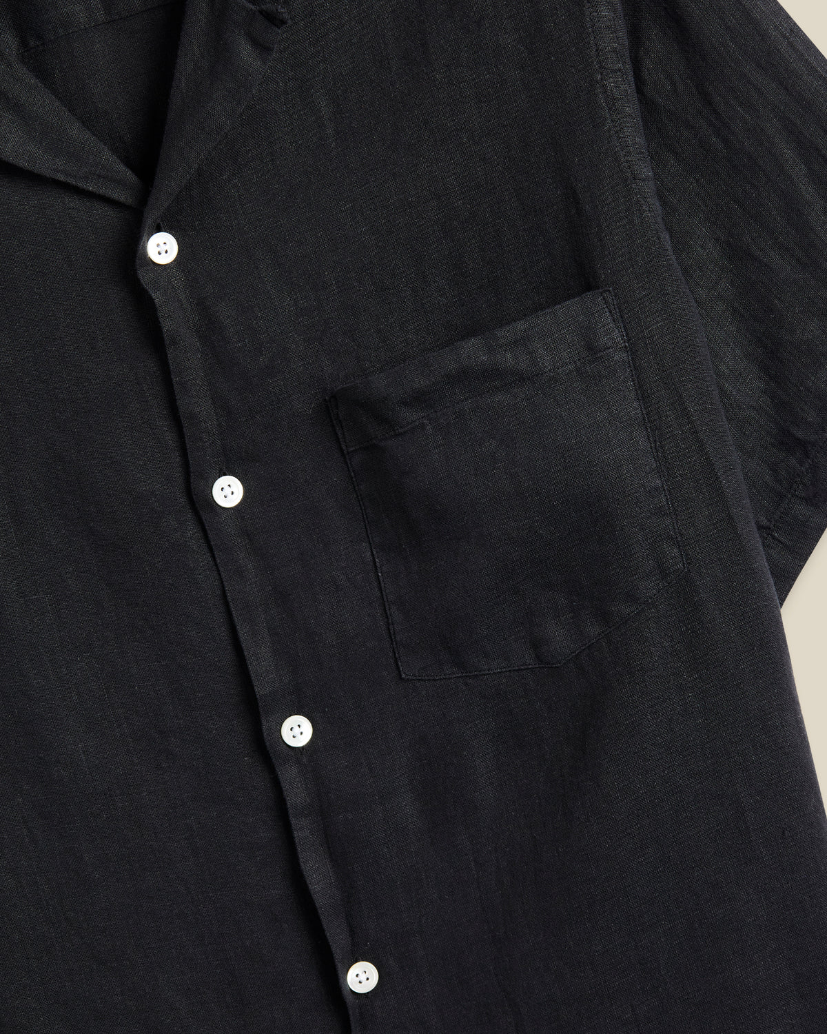 LINEN CAMP COLLAR - BLACK