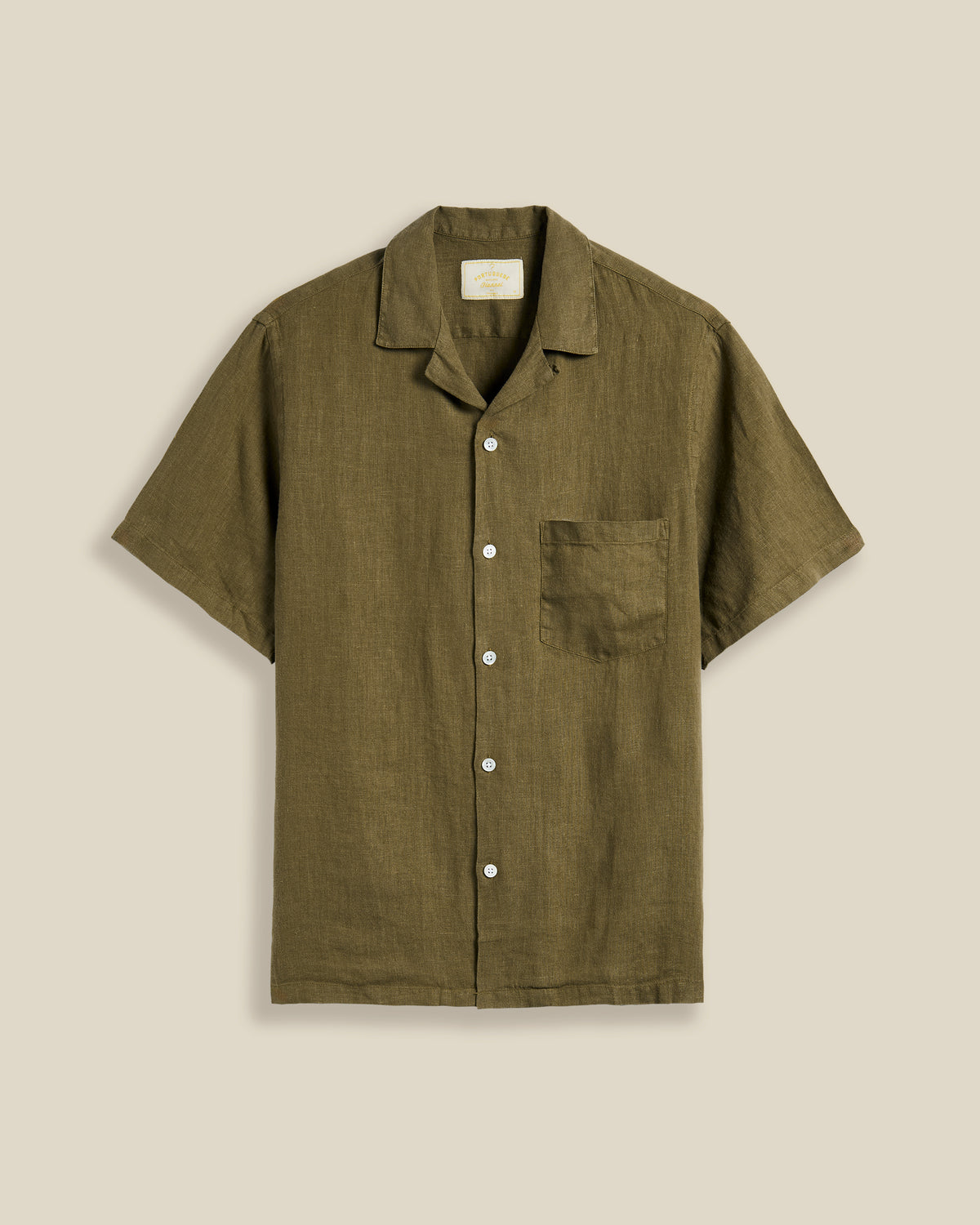 LINEN CAMP COLLAR - OLIVE