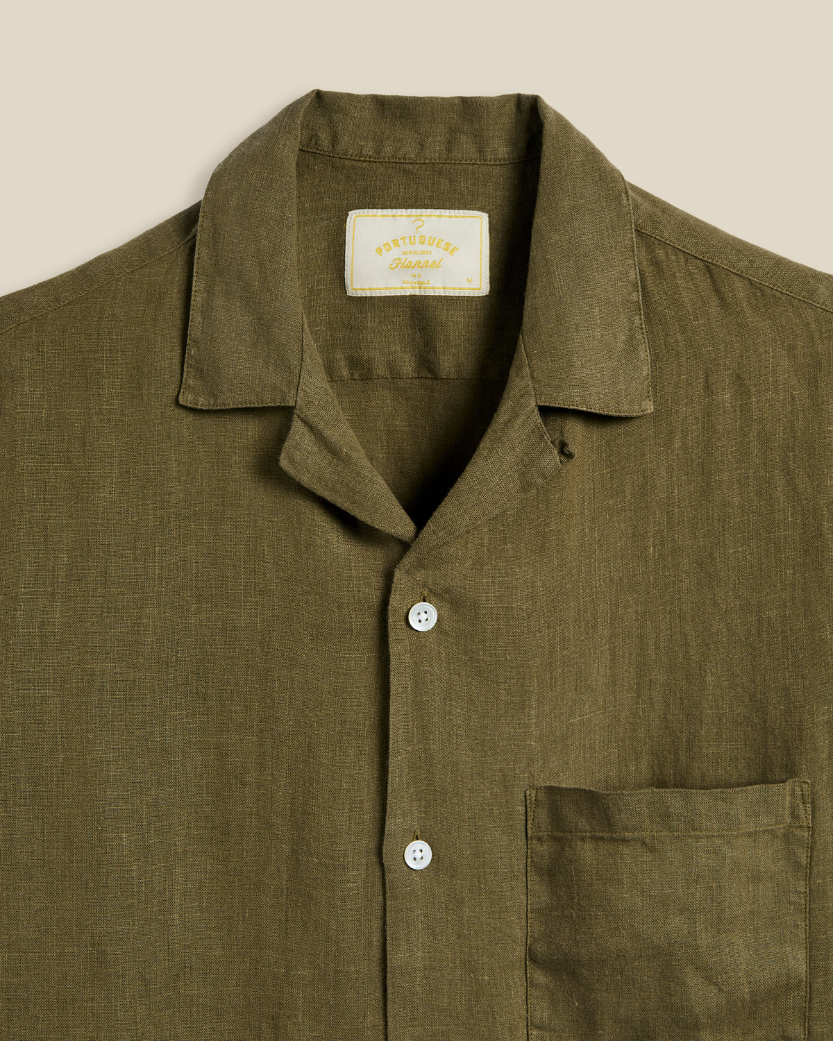 LINEN CAMP COLLAR - OLIVE