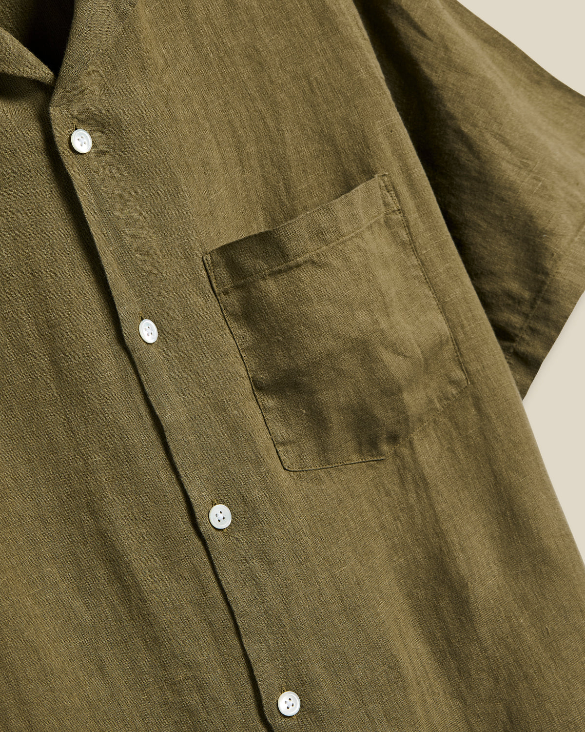 LINEN CAMP COLLAR - OLIVE