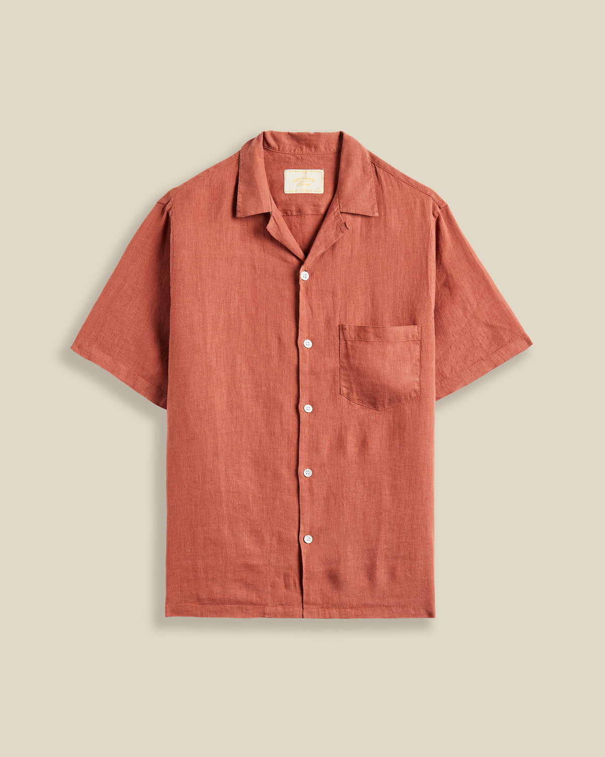 LINEN CAMP COLLAR - TERRACOTA