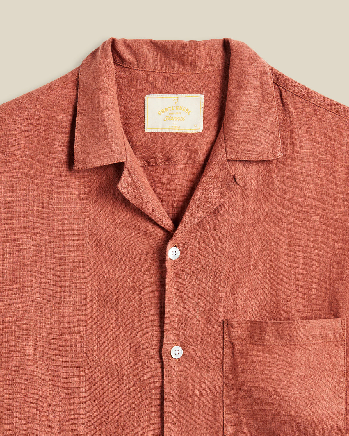 LINEN CAMP COLLAR - TERRACOTA