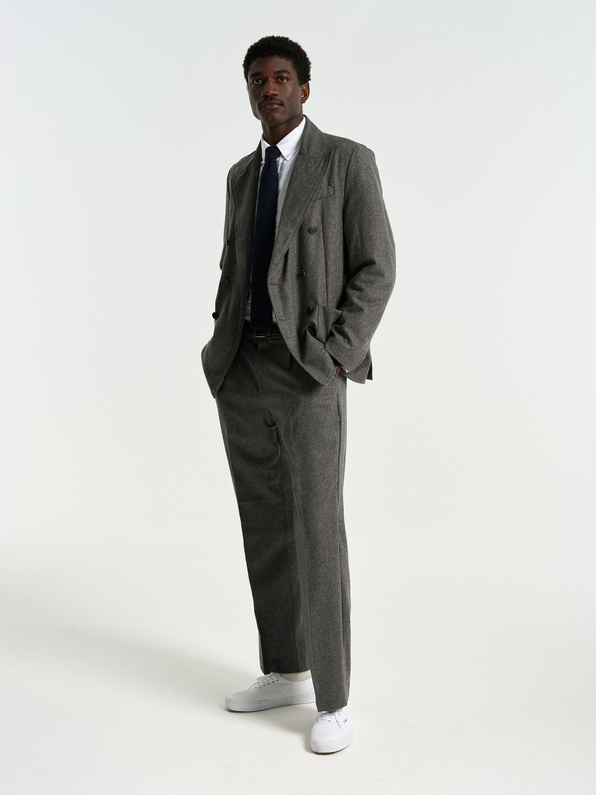 Single Pleat Trousers - Grey