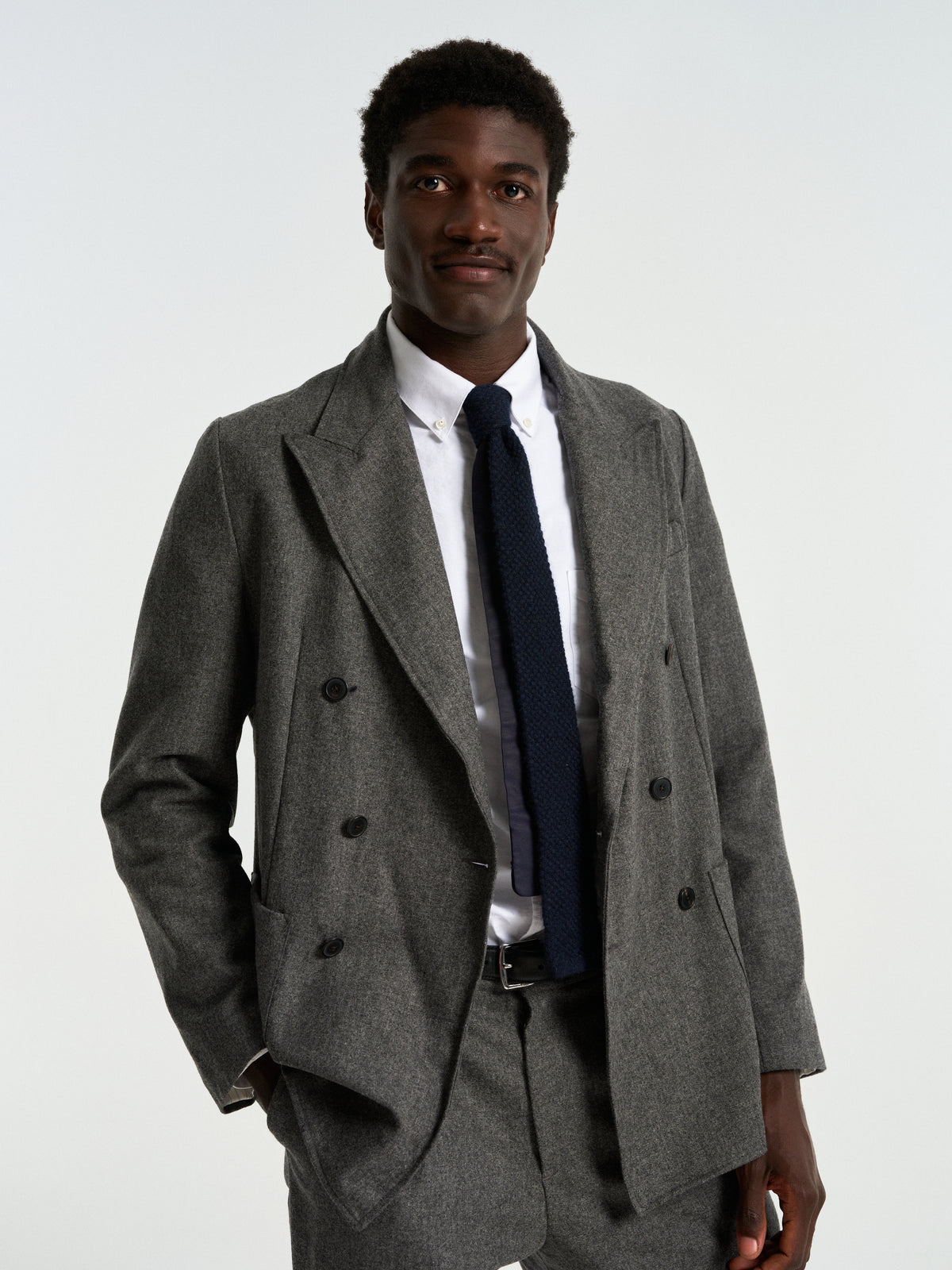 Single Pleat Trousers - Grey