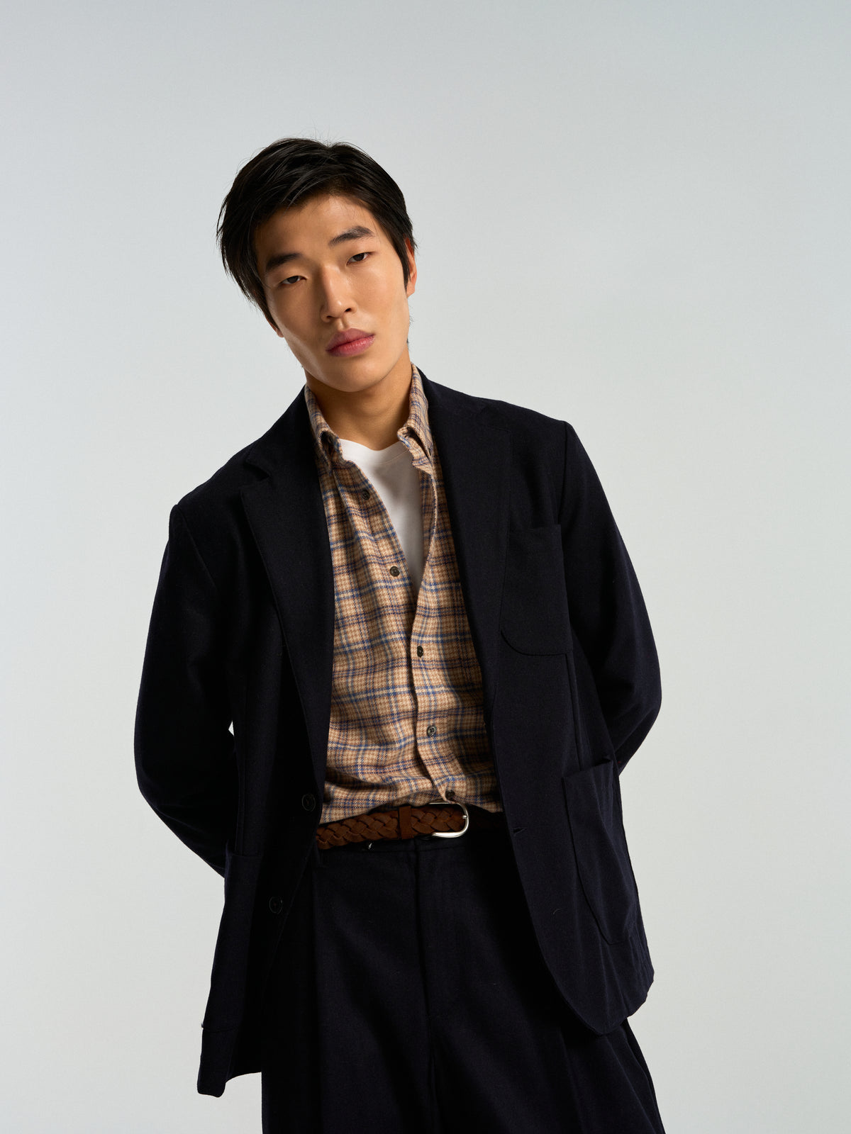 Single Pleat Trousers - Navy