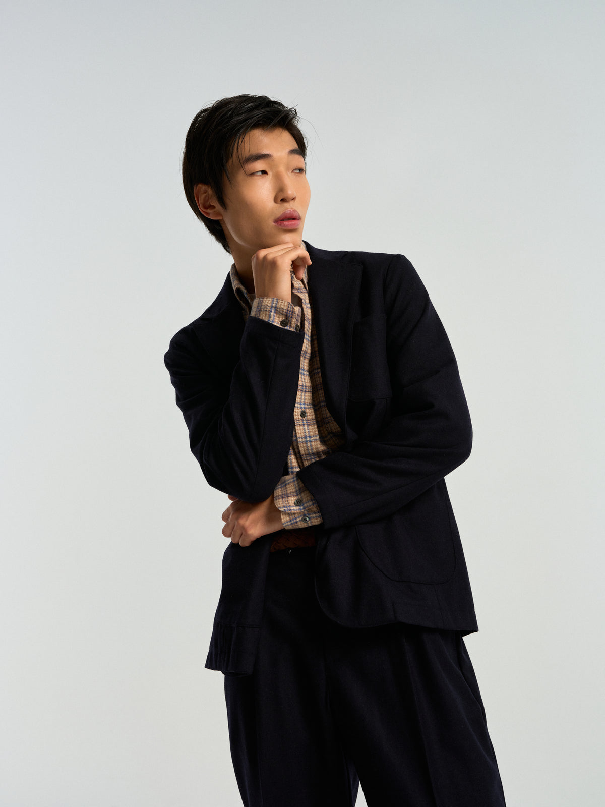 Single Pleat Trousers - Navy