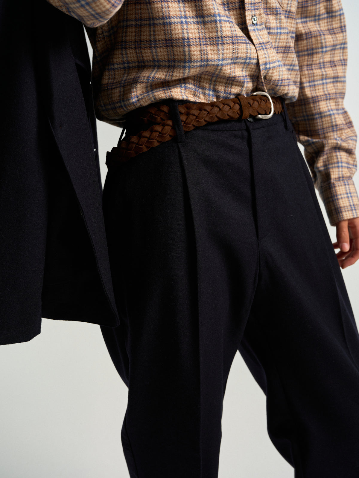 Single Pleat Trousers - Navy