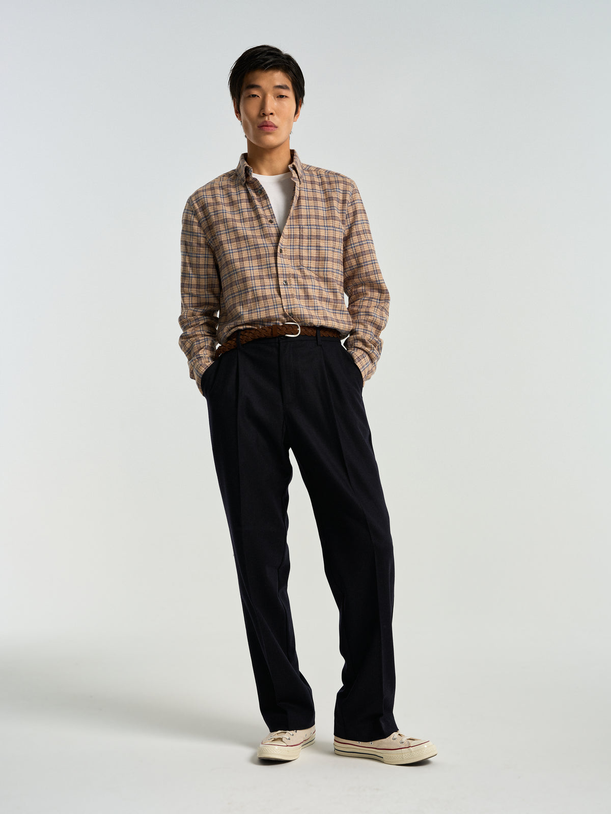 Single Pleat Trousers - Navy