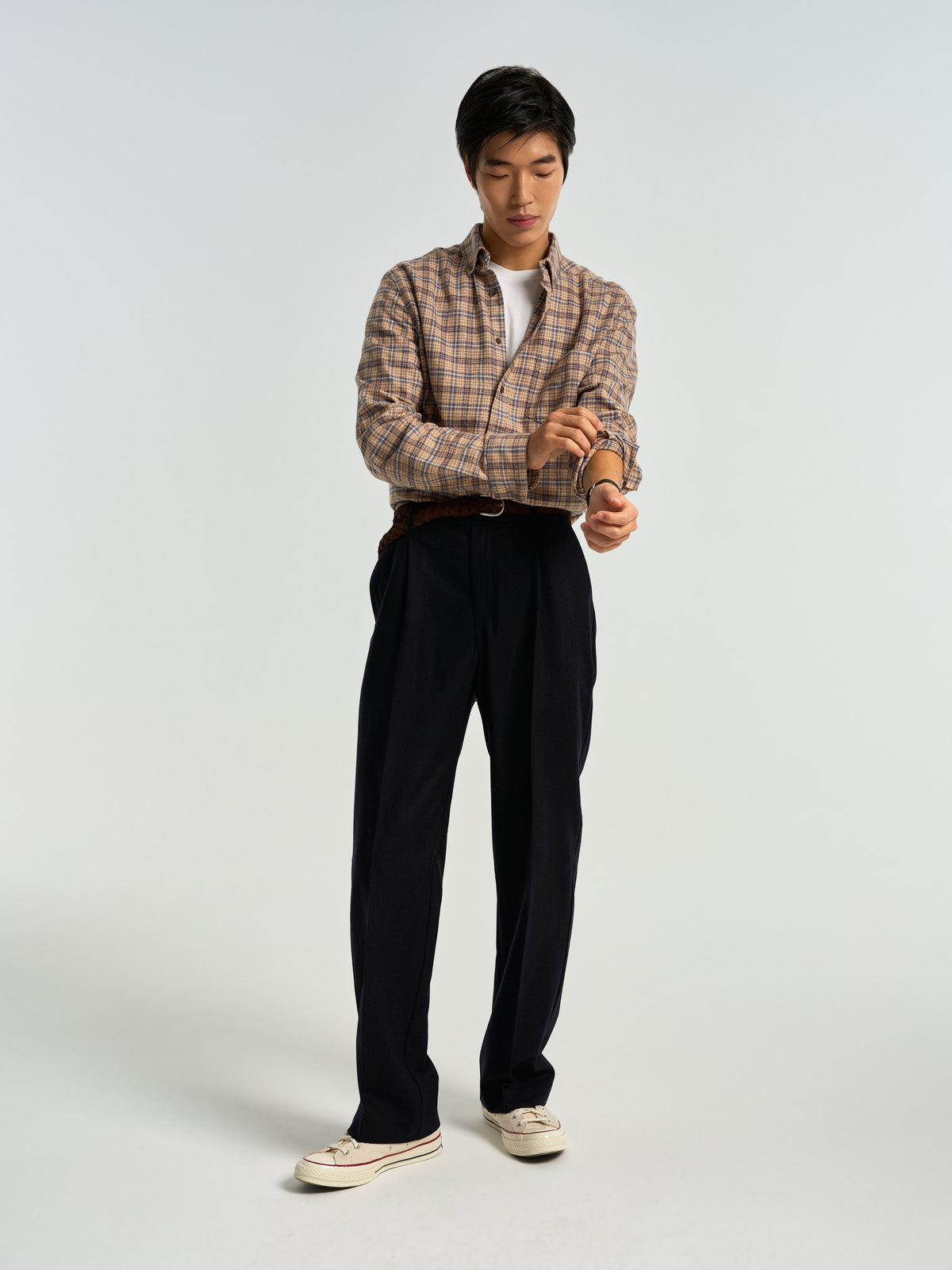 Single Pleat Trousers - Navy