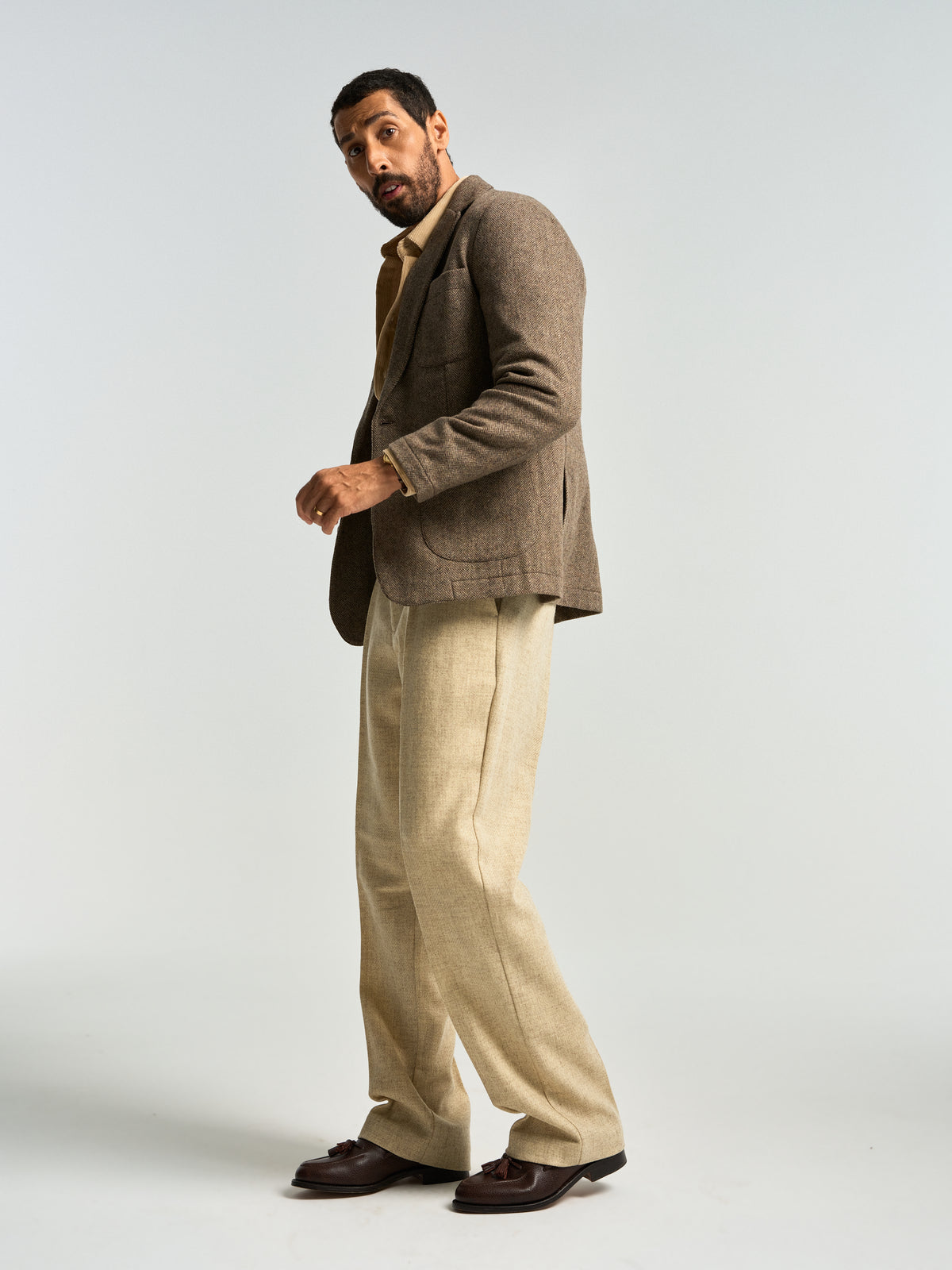 Single Pleat Trousers - Ecru
