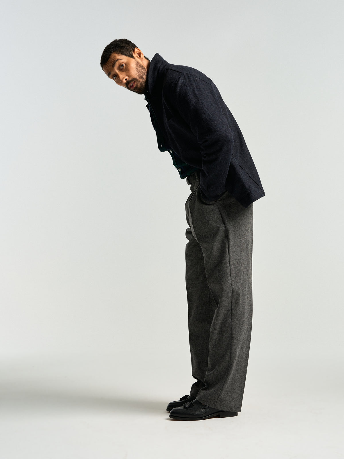 Single Pleat Trousers - Grey