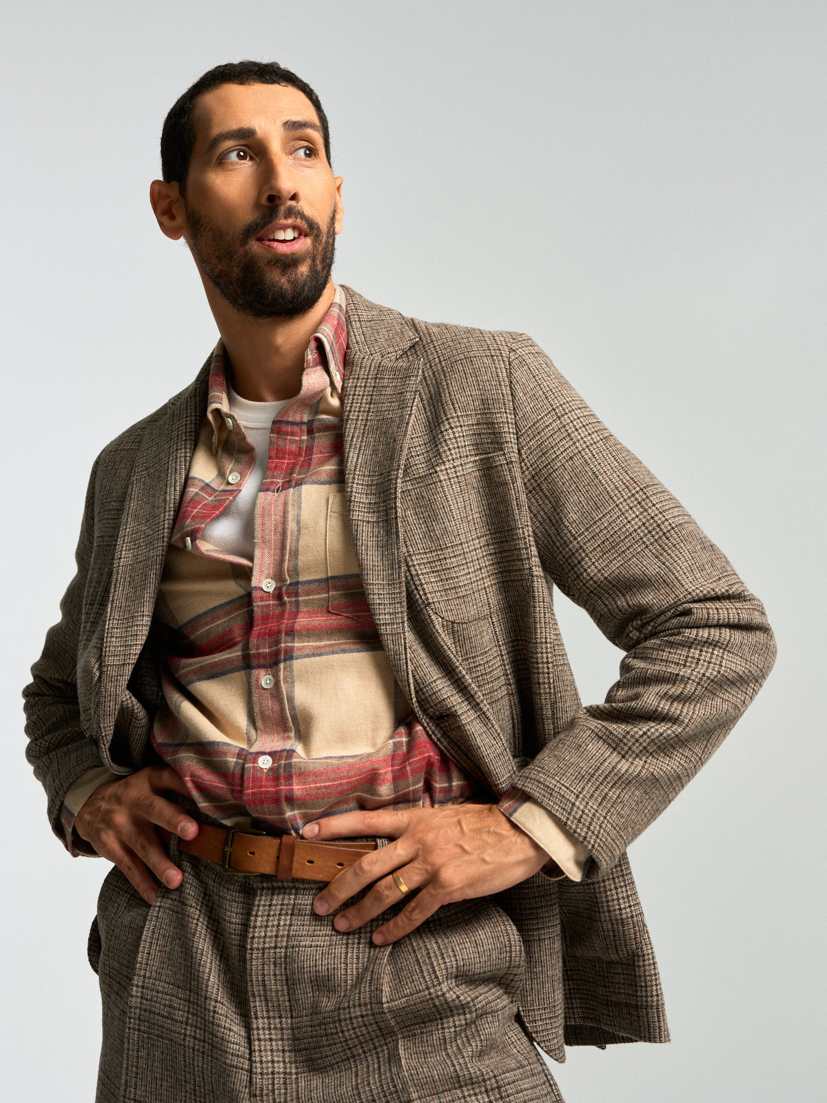 Single Pleat Trousers Prince Of Wales - Alton
