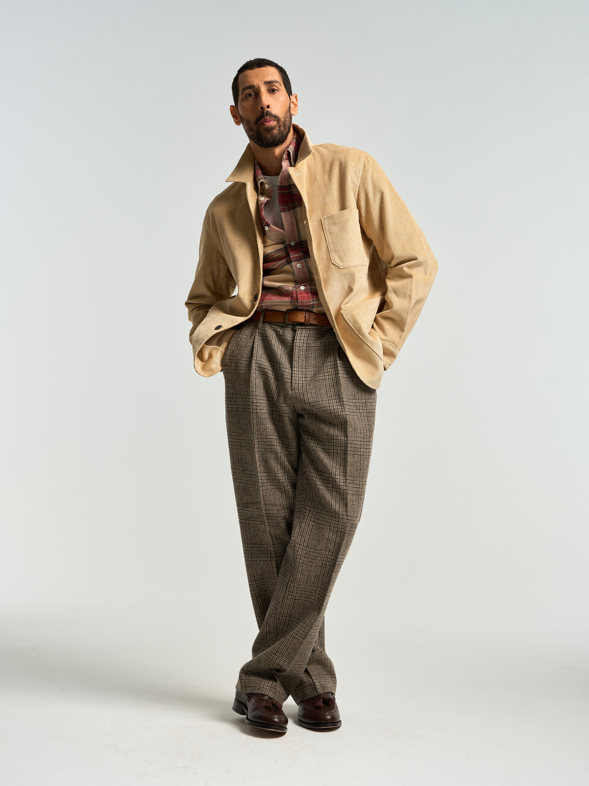 Single Pleat Trousers Prince Of Wales - Alton