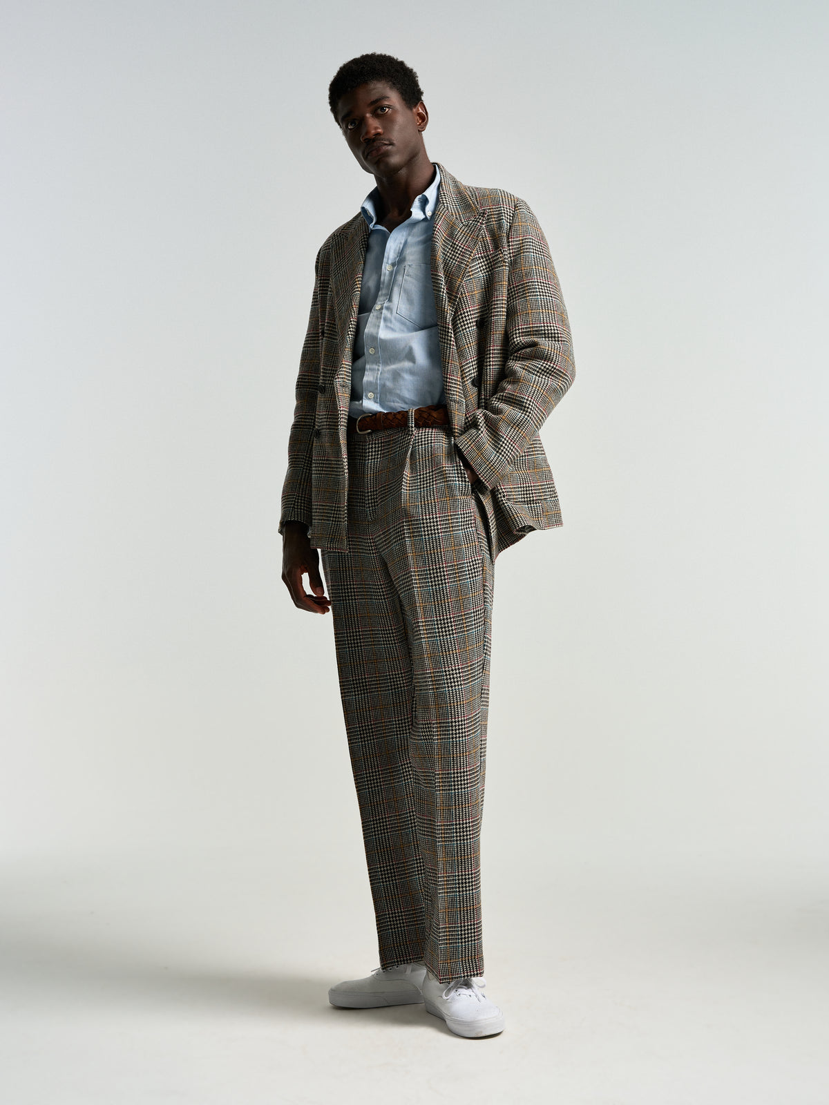 Single Pleat Trousers Prince Of Wales - Riley