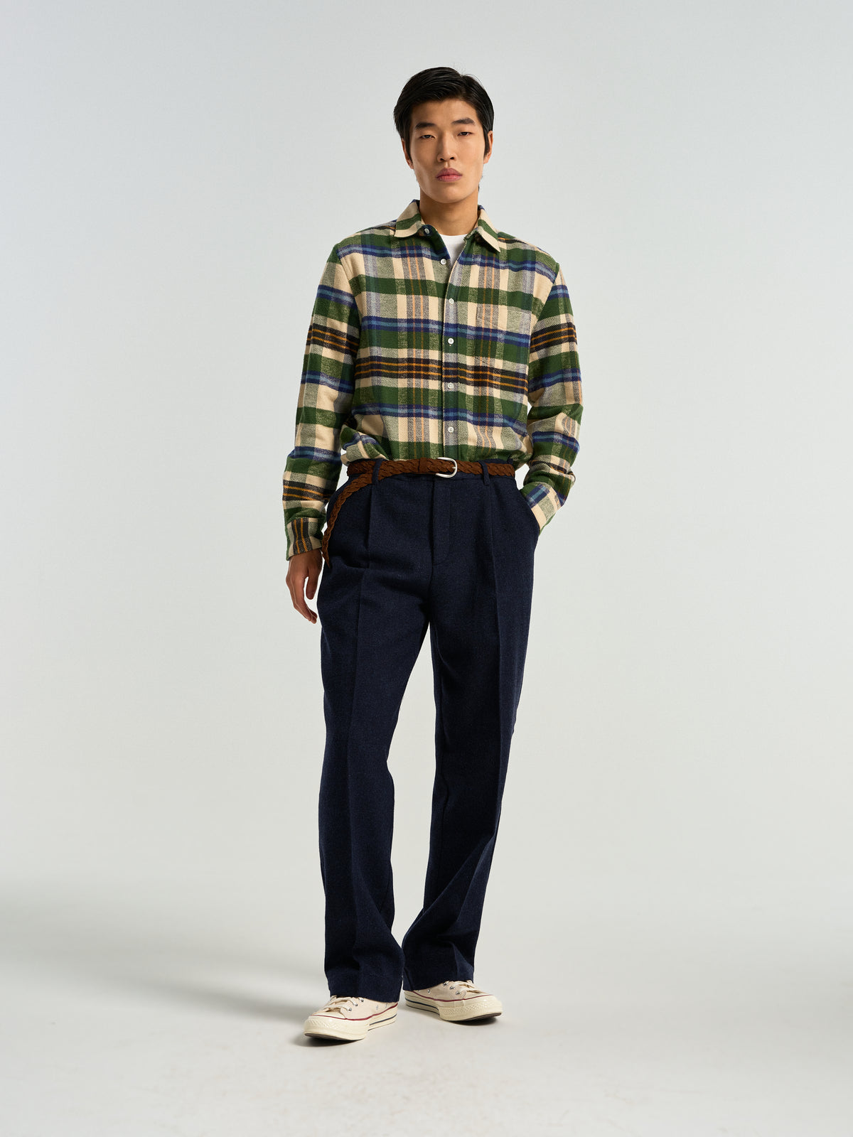 Single Pleat Trousers - Blue