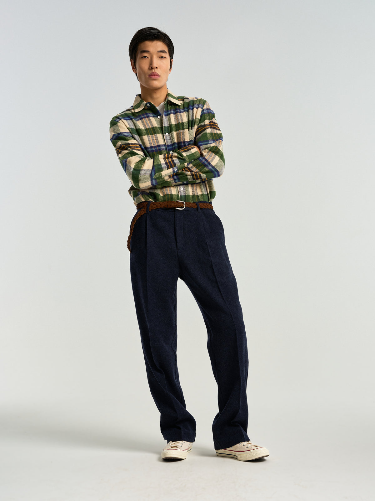 Single Pleat Trousers - Blue