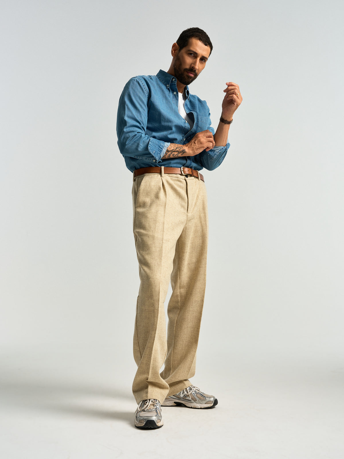 Single Pleat Trousers - Ecru