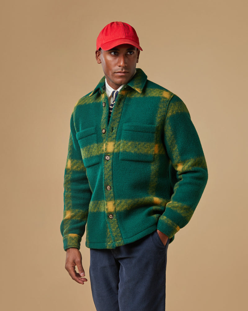 Plaid Fleece Overshirt - Green