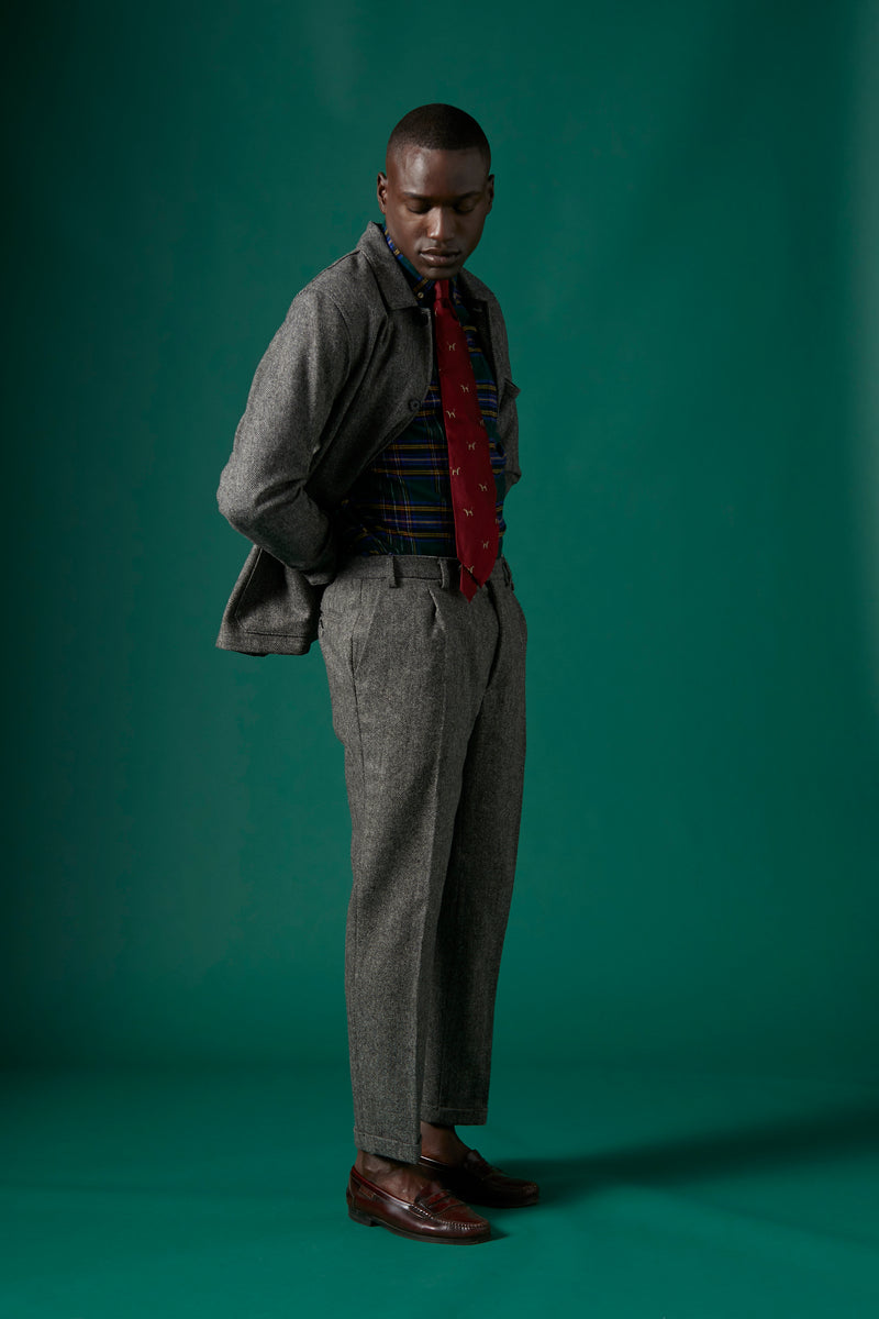 Grey herringbone trousers best sale mens